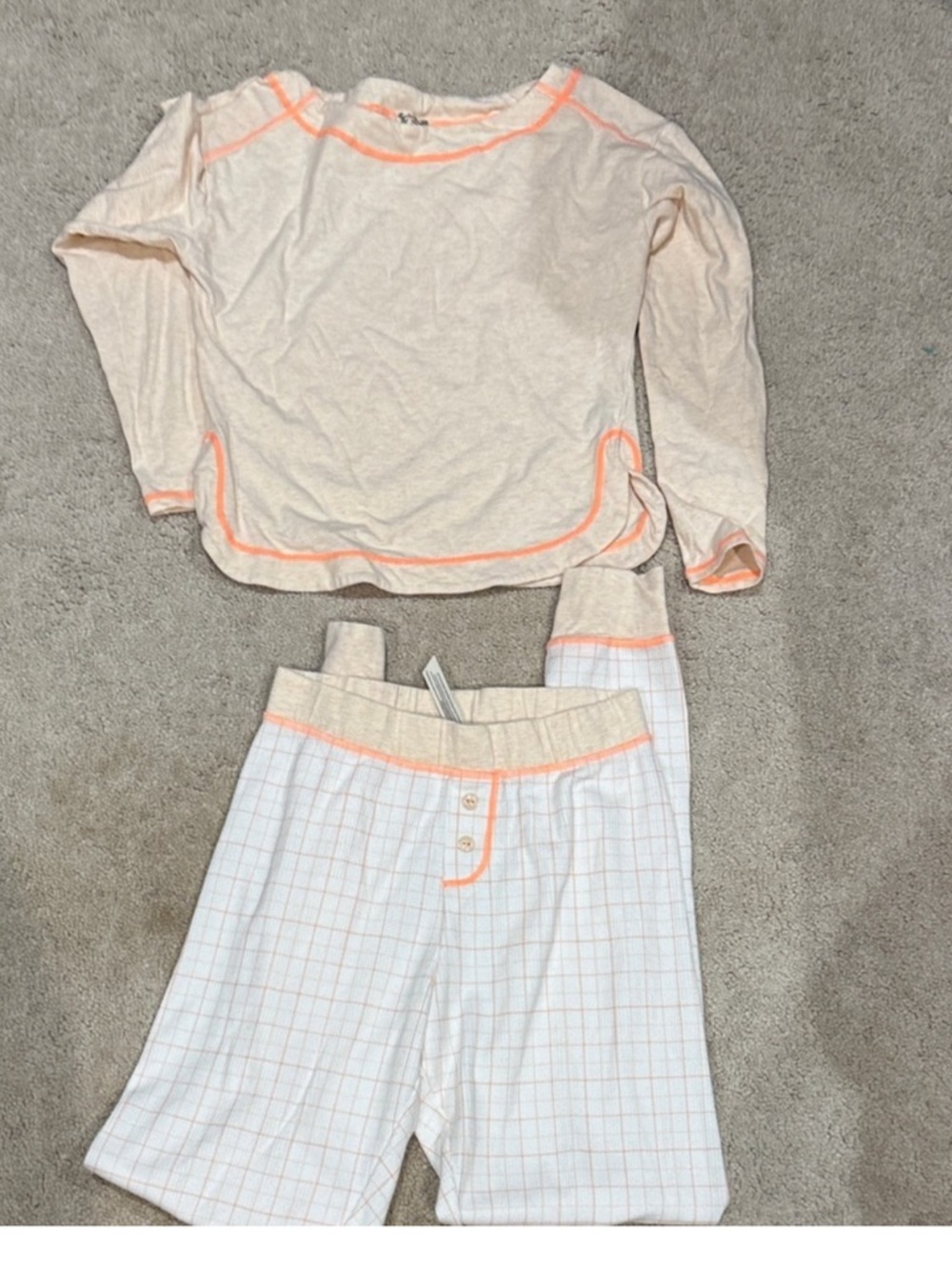 Free People Cream and Orange Pajama Set size XS